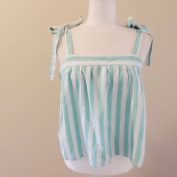 Stoney Clover Lane Tops - NWT Stoney Clover Lane Aqua and White Stripe Tie Strap Tank Top - Size Medium
